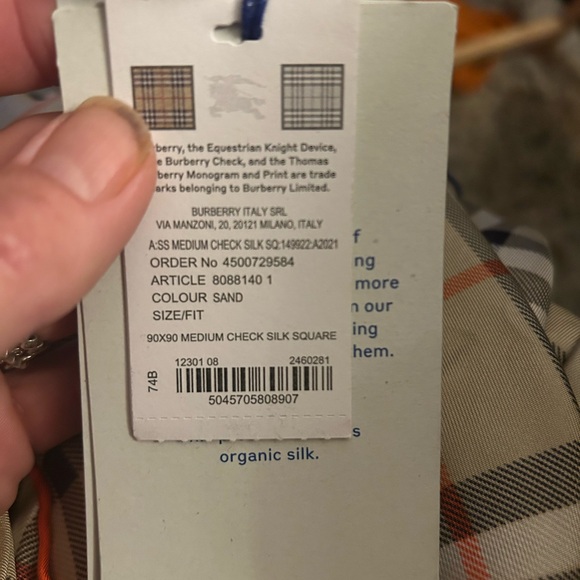 Burberry Scarf Silk Tan Checked (Priced to sell) - Picture 9 of 9